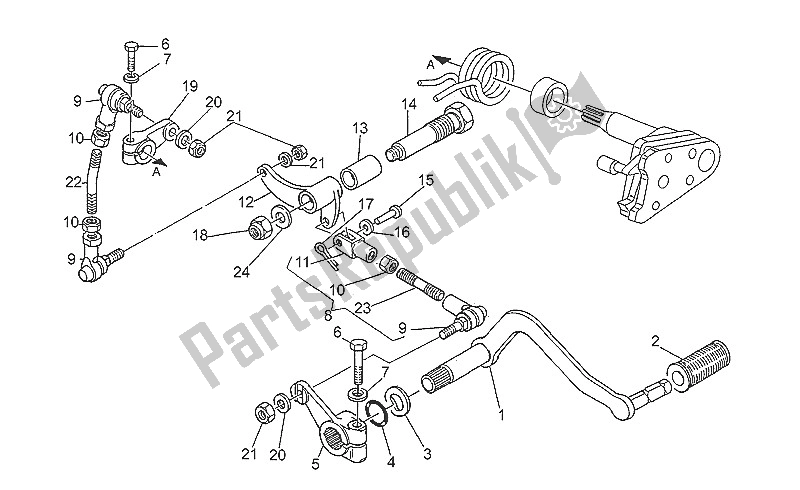 All parts for the Gear Lever of the Moto-Guzzi Nevada 750 1993