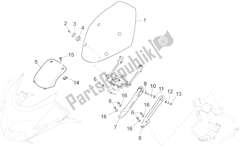 All parts for the Electro-windscreen Ii of the Moto-Guzzi Norge 1200 IE 2006