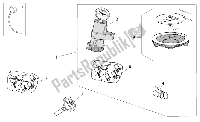 All parts for the Lock Hardware Kit of the Moto-Guzzi Norge 1200 IE 8V Polizia Stradale 2014