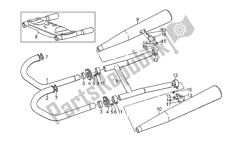 All parts for the Exhaust Unit of the Moto-Guzzi 850 T5 Polizia CC PA NC 1995