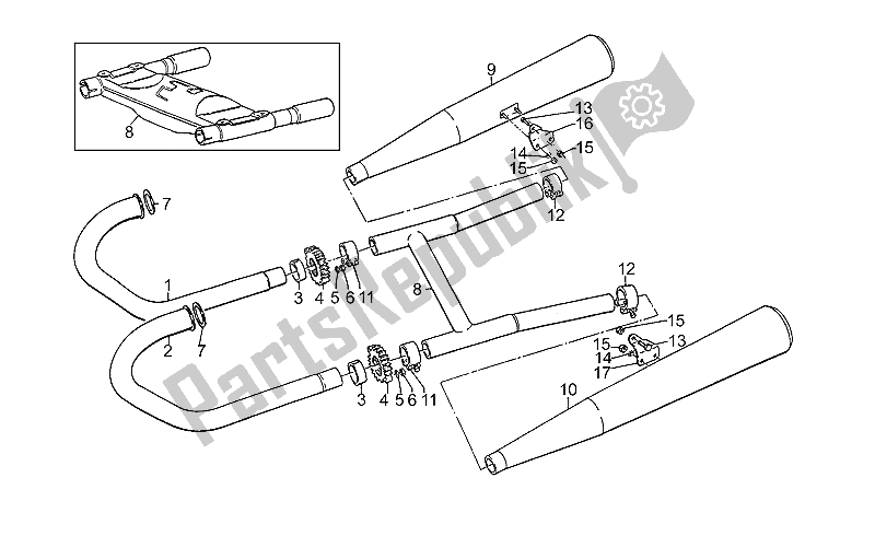 Toutes les pièces pour le Unité D'échappement du Moto-Guzzi 850 T5 Polizia CC PA NC 1995