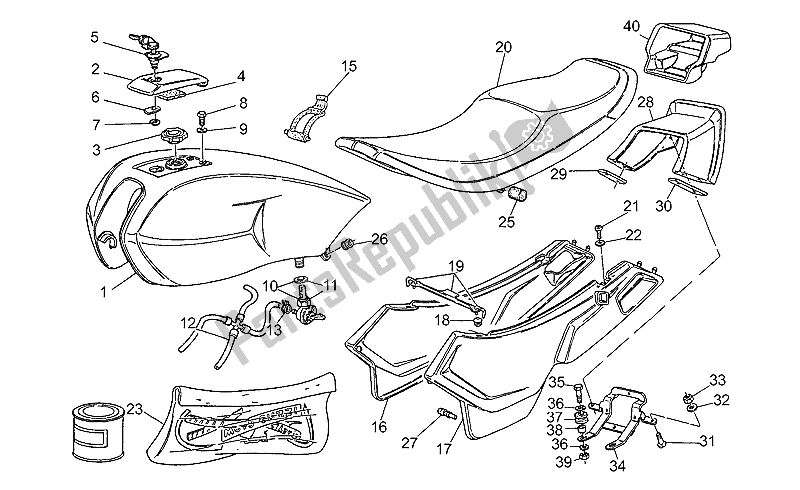 Todas las partes para Cuerpo de Moto-Guzzi Targa 750 1990