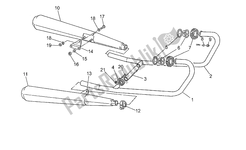 Tutte le parti per il Unità Di Scarico del Moto-Guzzi 65 GT 650 1987