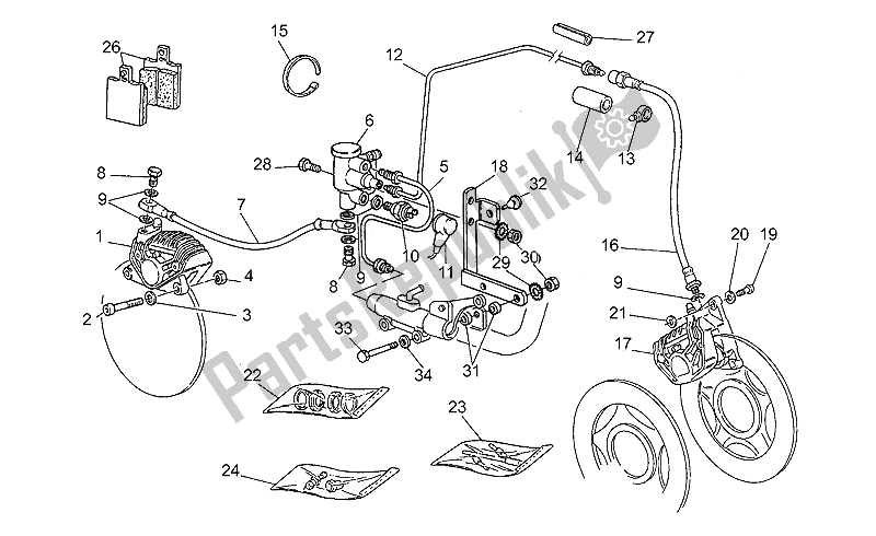 All parts for the Brake Caliper of the Moto-Guzzi Targa 750 1990