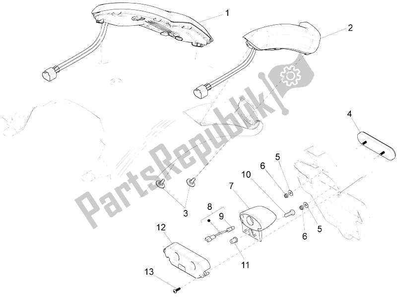 All parts for the Rear Lights of the Moto-Guzzi California 1400 Touring ABS 2012