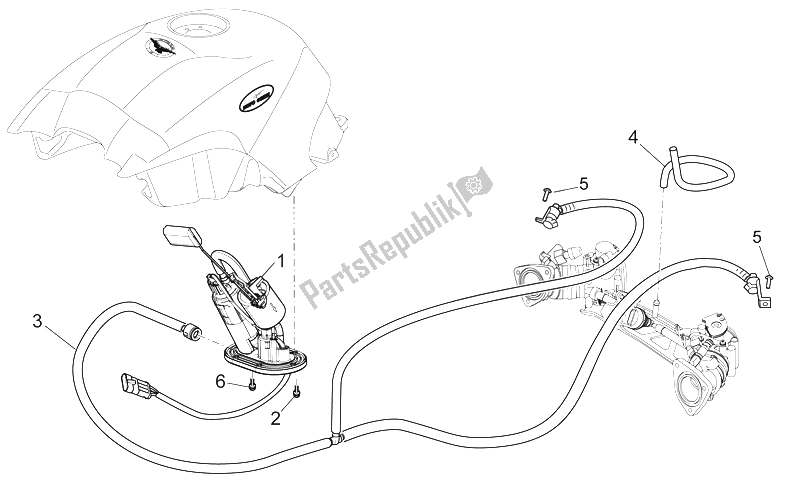 All parts for the Fuel Supply of the Moto-Guzzi 1200 Sport 8V 2008