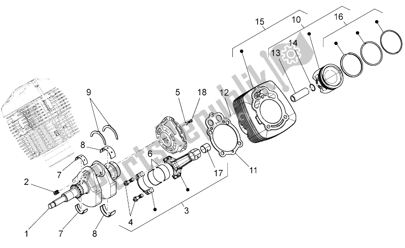 All parts for the Crankshaft Cpl. Of the Moto-Guzzi V7 II Special ABS 750 2015