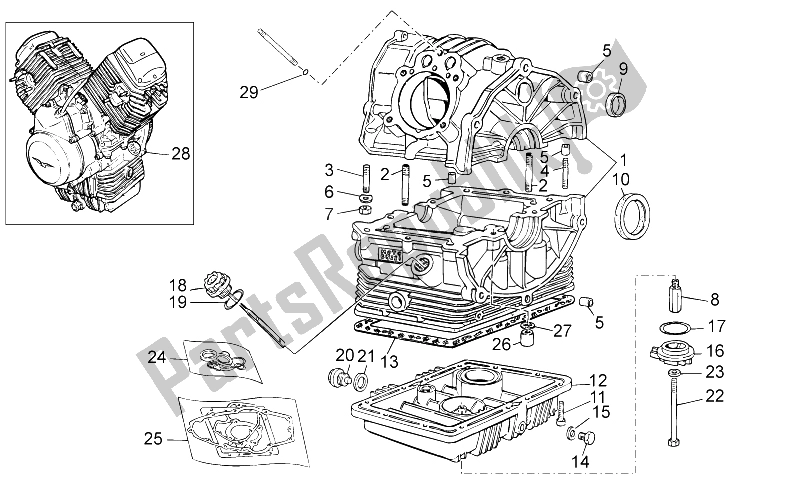 All parts for the Crank-case of the Moto-Guzzi Breva IE 750 2003