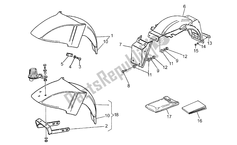 Toutes les pièces pour le Garde-boue Avant / Arrière du Moto-Guzzi 850 T5 Polizia CC PA NC 1995
