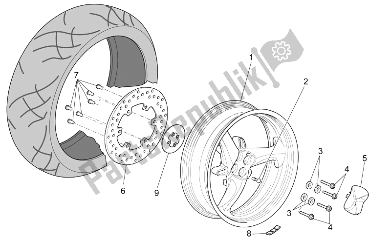 All parts for the Std Rear Wheel of the Moto-Guzzi Griso 1200 8V 2007