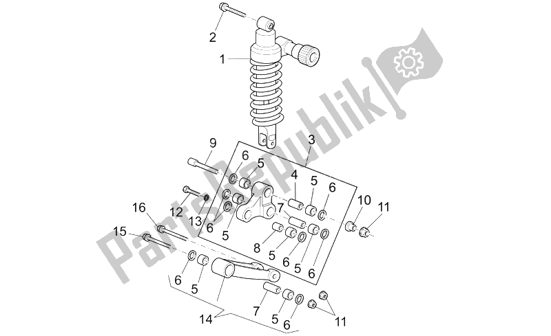 Todas as partes de Biela - Amortecedor Traseiro Abs. Do Moto-Guzzi Norge 1200 IE 2006