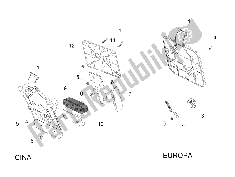 Alle onderdelen voor de Achterste Body Plaat Houder van de Moto-Guzzi V7 II Stone ABS 750 2015