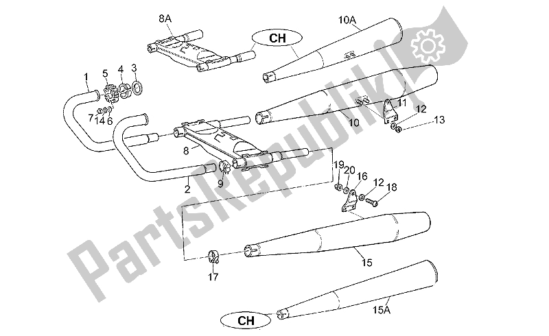 Toutes les pièces pour le Unité D'échappement du Moto-Guzzi California 1100 1994