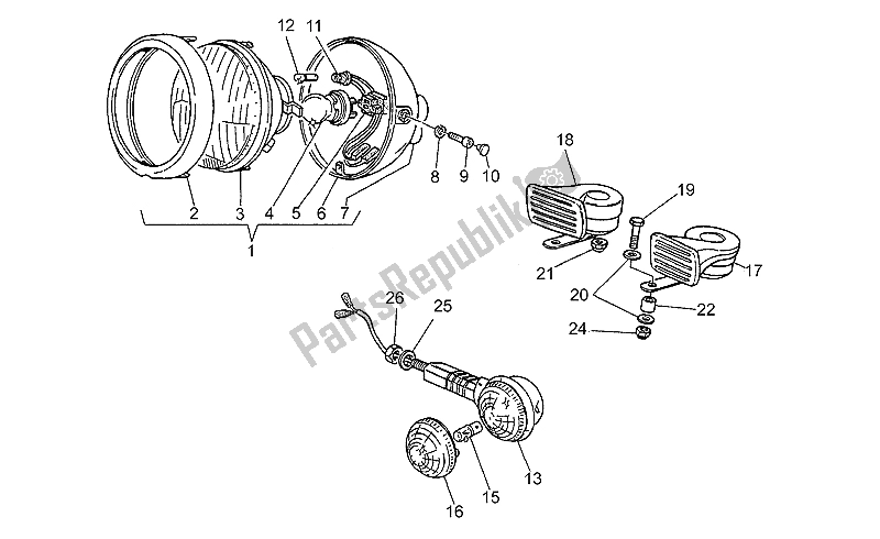 Toutes les pièces pour le Phare-corne du Moto-Guzzi S 1000 1989