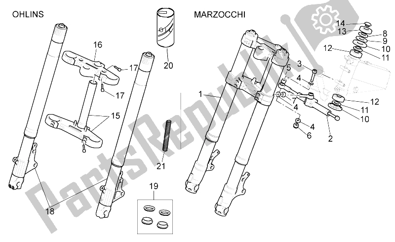 All parts for the Front Fork I of the Moto-Guzzi V 11 CAT 1100 2003