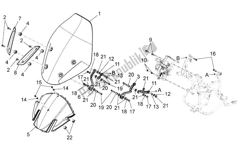 All parts for the Electro-windscreen Ii of the Moto-Guzzi Norge 1200 IE 8V Polizia Stradale 2014