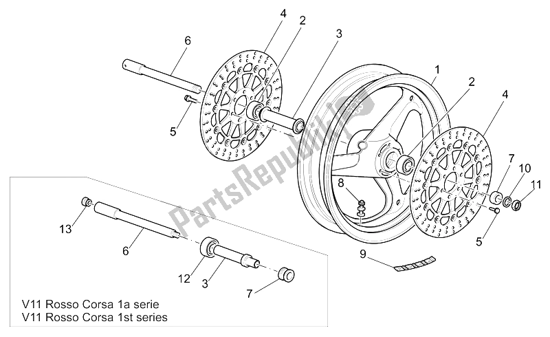 Todas las partes para Rueda Delantera de Moto-Guzzi V 11 CAT 1100 2003