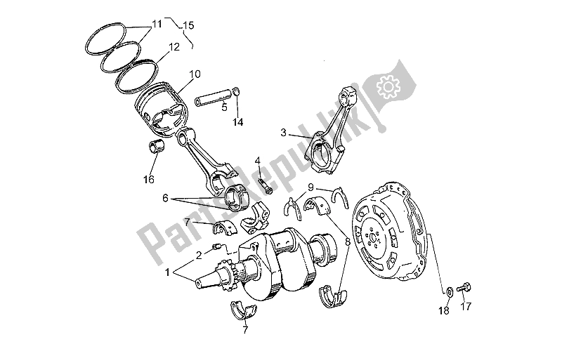 All parts for the Crankshaft Cpl. Of the Moto-Guzzi V 35 Carabinieri PA 350 1992