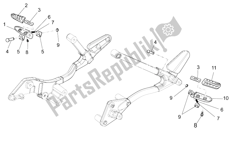 Toutes les pièces pour le Repose-pieds Arrière du Moto-Guzzi Stelvio 1200 2008