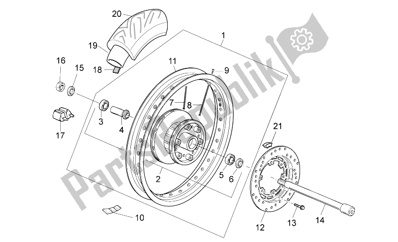 Toutes les pièces pour le Roue Arrière I du Moto-Guzzi V7 Special 750 2014