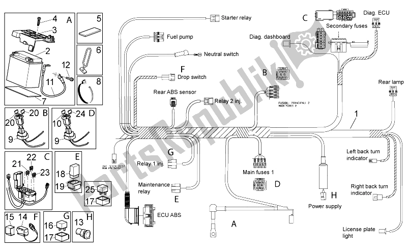 All parts for the Electrical System Ii of the Moto-Guzzi Norge 1200 IE 8V Polizia Stradale 2014