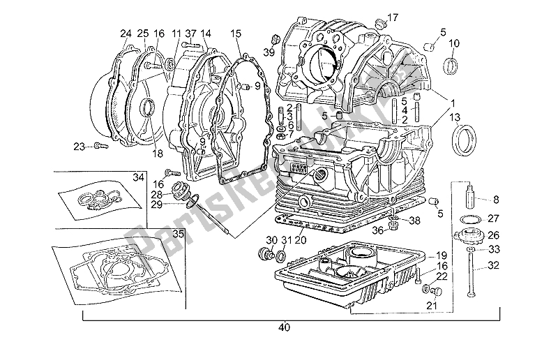 All parts for the Crankcase of the Moto-Guzzi V 35 Florida 350 1986