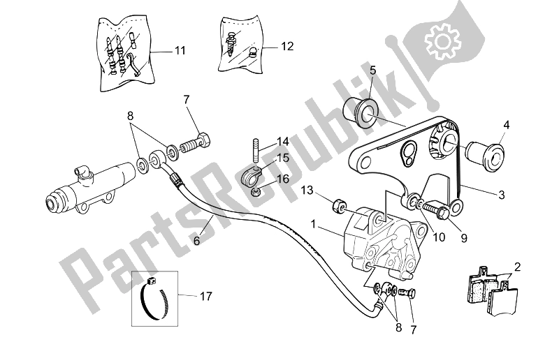 All parts for the Rear Brake Caliper of the Moto-Guzzi Breva IE 750 2003