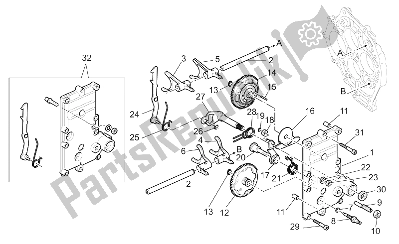 Todas las partes para Selector De Caja De Cambios de Moto-Guzzi V 11 LE Mans Sport Naked 1100 2001