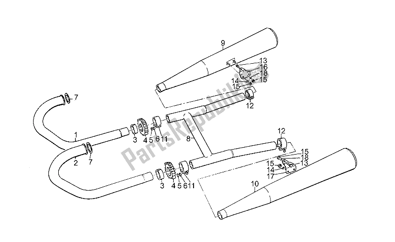 All parts for the Exhaust Unit of the Moto-Guzzi 850 T5 III Serie Civile 1985