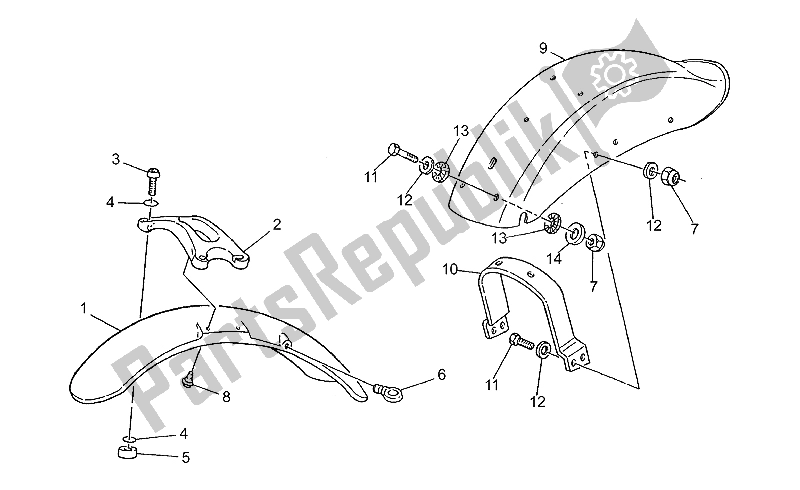 Toutes les pièces pour le Garde-boue Avant / Arrière du Moto-Guzzi Nevada Club 350 1998