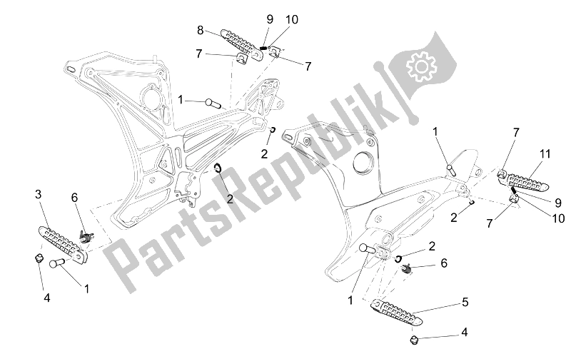 Toutes les pièces pour le Repose-pieds I du Moto-Guzzi Sport 1200 2006