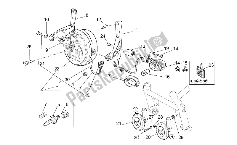 Toutes les pièces pour le Phare du Moto-Guzzi V 11 Sport Mandello 1100 1999