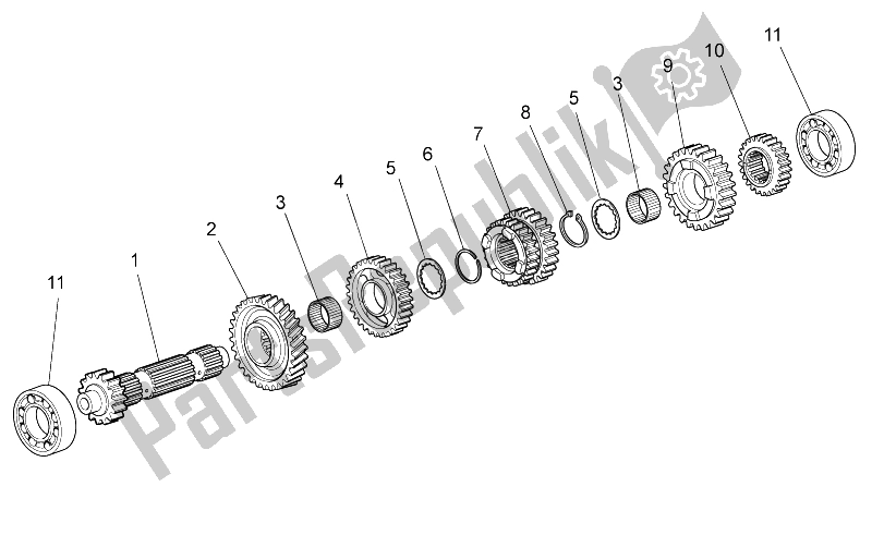 All parts for the Primary Gear Shaft of the Moto-Guzzi Stelvio 1200 NTX ABS 2009