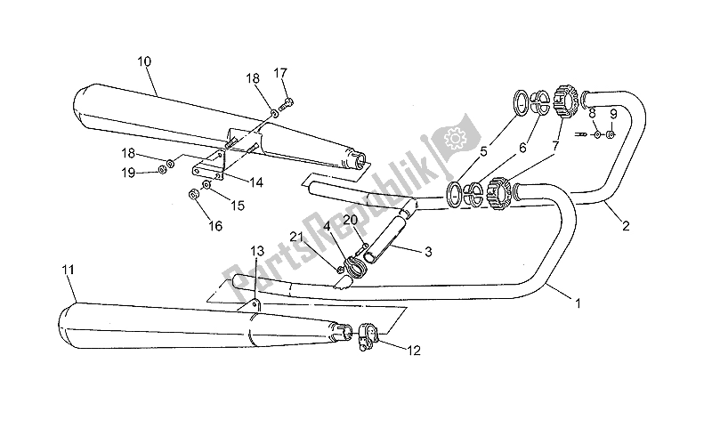 Tutte le parti per il Unità Di Scarico del Moto-Guzzi 35 Carabinieri PA 350 1990