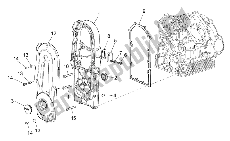 All parts for the Crank-case Ii of the Moto-Guzzi Stelvio 1200 NTX ABS 2009