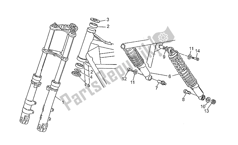 Tutte le parti per il Ammortizzatore Anteriore / Posteriore del Moto-Guzzi 35 Carabinieri PA 350 1990