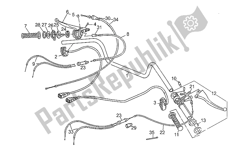 Todas as partes de H. Bar-cntrls A Fr. Pg17000 do Moto-Guzzi V 65 Polizia PA Nuovotipo 650 1988