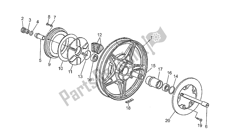 All parts for the Rear Wheel, 2nd Series of the Moto-Guzzi 850 T5 Polizia Vecchiotipo 1985