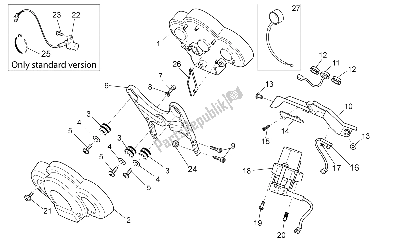 Alle onderdelen voor de Dashboard van de Moto-Guzzi Breva 1200 2007