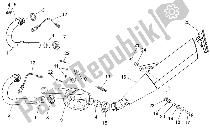 All parts for the Exhaust Unit of the Moto-Guzzi Norge 1200 IE 8V Polizia Stradale 2014