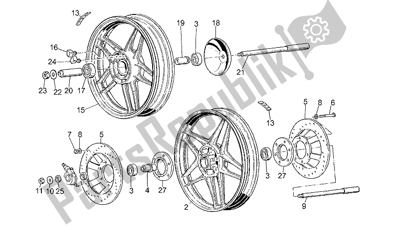 Toutes les pièces pour le Roues du Moto-Guzzi V 35 C 50 350 1985