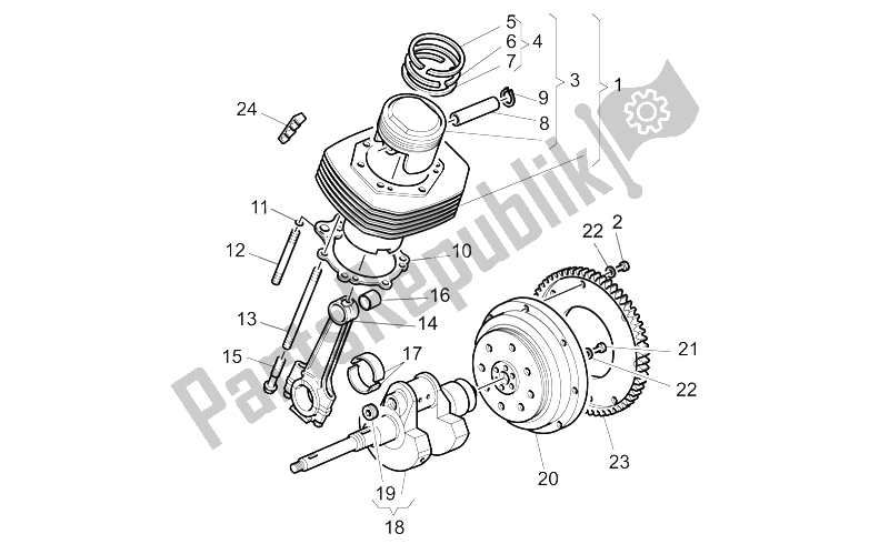 All parts for the Crankshaft - Piston of the Moto-Guzzi California Stone Metal PI 1100 2002