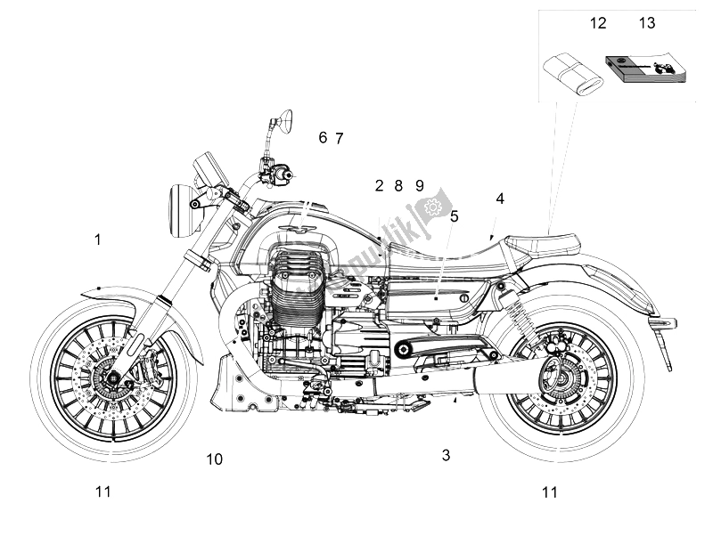 Alle onderdelen voor de Sticker van de Moto-Guzzi Audace 1400 2015