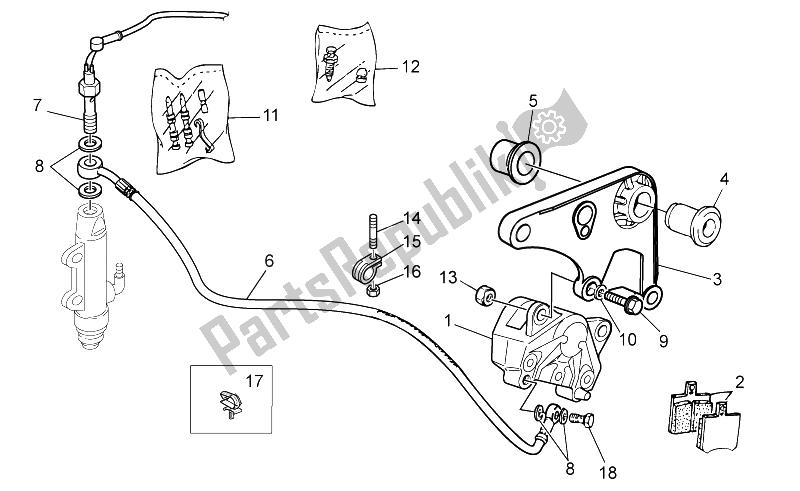 All parts for the Rear Brake Caliper of the Moto-Guzzi Nevada Classic IE 750 2009