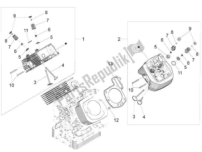 All parts for the Cylinder Head - Valves of the Moto-Guzzi Eldorado 1400 USA 2016