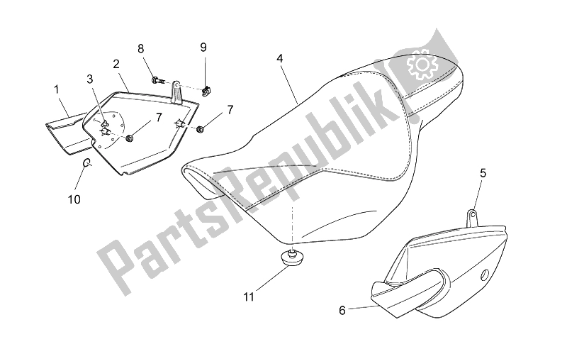 All parts for the Saddle-central Bod of the Moto-Guzzi Nevada Classic IE 750 2009