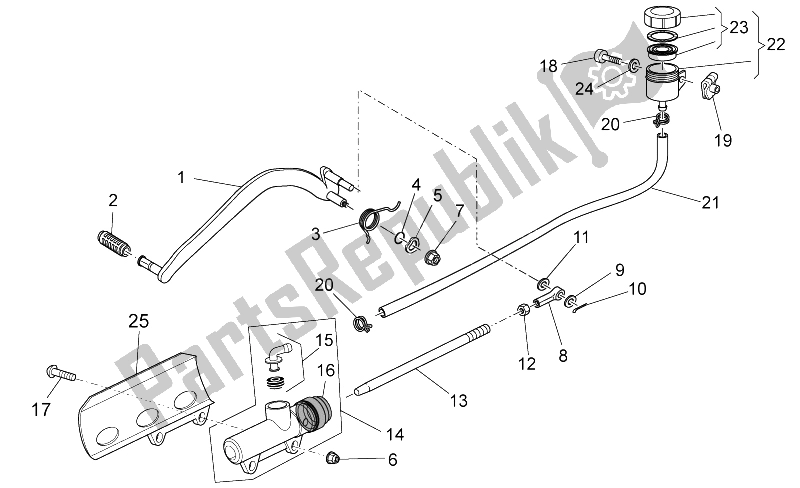 Toutes les pièces pour le Maître-cylindre Arrière du Moto-Guzzi V7 Classic 750 2008