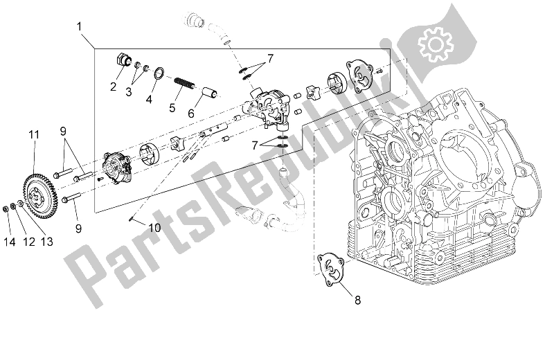 All parts for the Oil Pump of the Moto-Guzzi Stelvio 1200 NTX ABS 2009