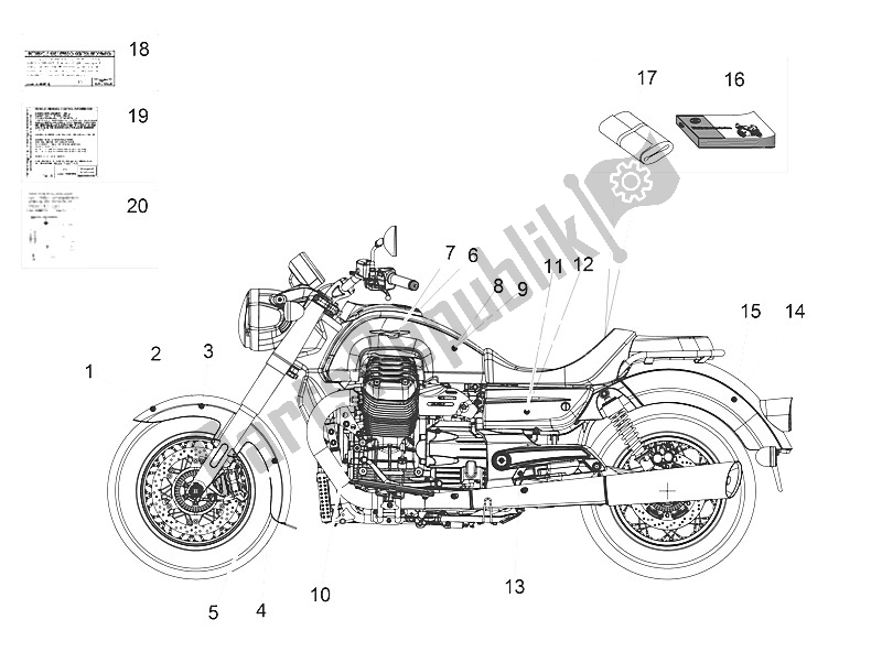 Wszystkie części do Kalkomania Moto-Guzzi Eldorado 1400 USA 2016