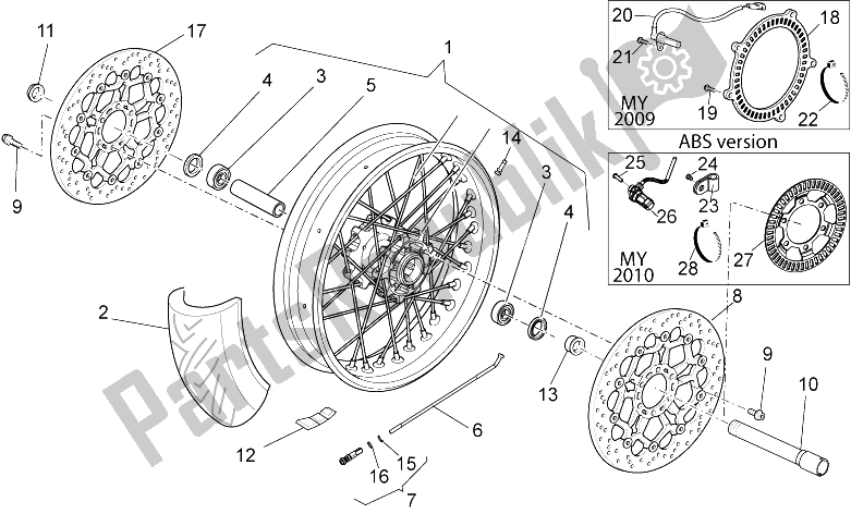 All parts for the Front Wheel of the Moto-Guzzi Stelvio 1200 NTX ABS 2009